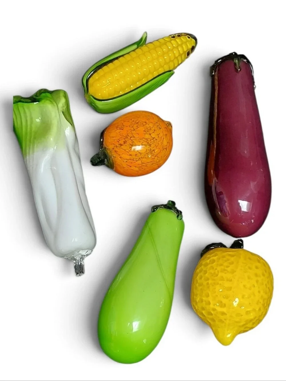 Blown Art Glass Murano Style Fruit Vegetables Lot 6 Kitchen Vintage Country